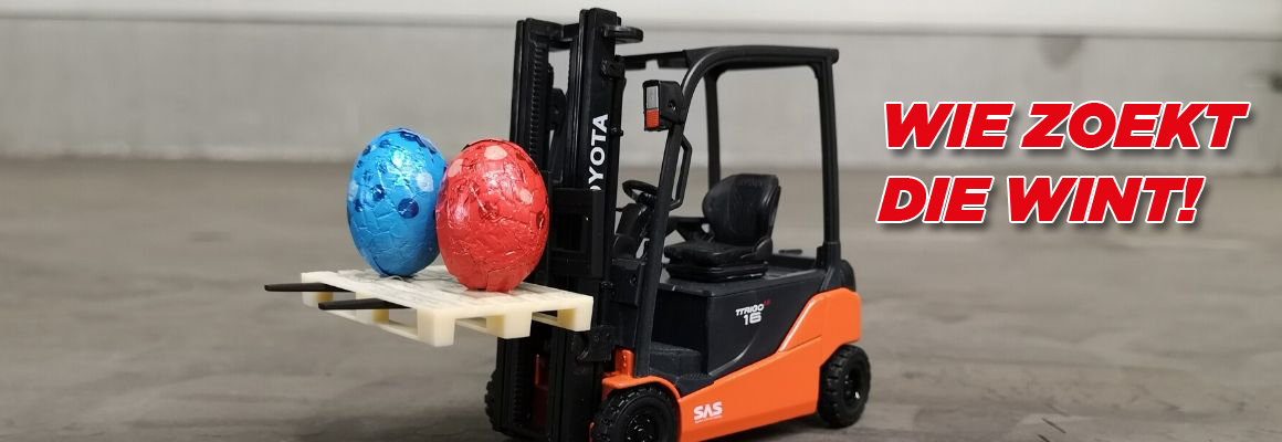Win een miniatuur heftruck voor Pasen