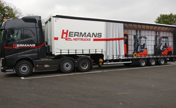 Huiftrailer Hermans Heftrucks met levensechte print